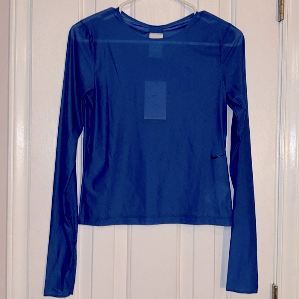 Nike FutureMove Women's Blue Sheer Dri-FIT Long-Sleeve Top with thumbholes - Picture 9 of 16